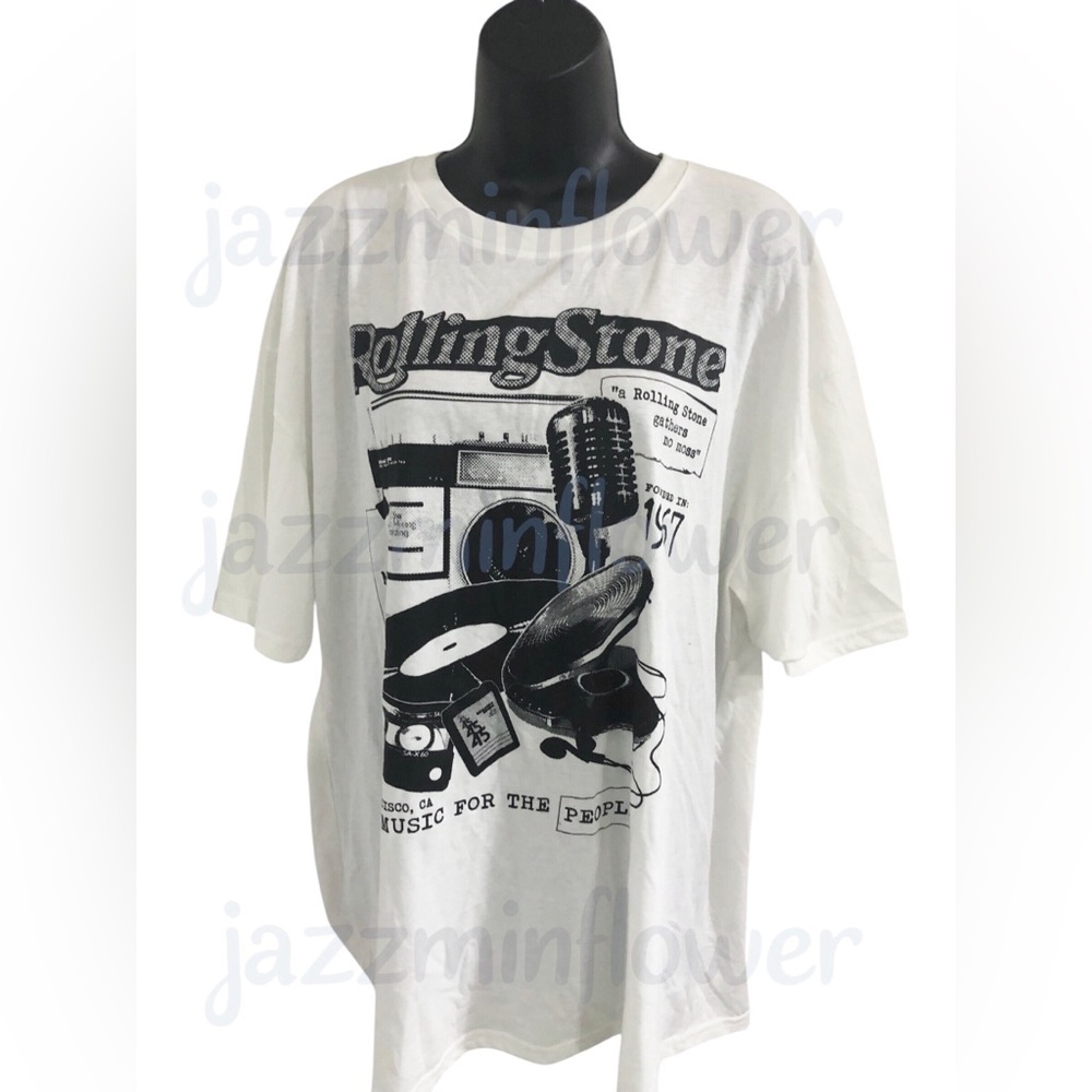 Rolling stones iconic homage to rock and roll white tshirt size large brand new